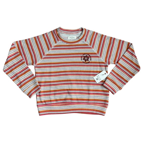 BILLABONG Big Girls Little Sister Crew Neck Fleece Pullover Stripe Top - Size S - Picture 1 of 6